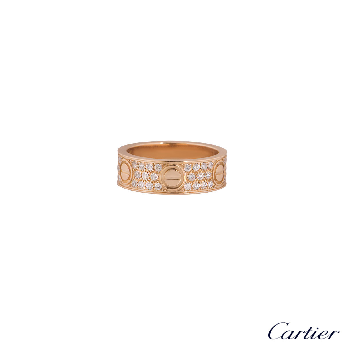 Cartier Rose Gold Pave Diamond Love Ring Size 58 B4087658 | Rich Diamonds